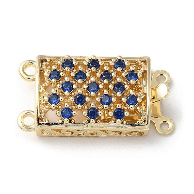Brass Micro Pave Cubic Zirconia Box Clasps KK-F862-32G-02-1