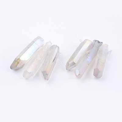 Electroplated Natural Quartz Crystal Graduated Beads Strands X-G-P315-A10-1