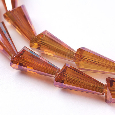 Electroplated Glass Beads Strands EGLA-R014-M-1