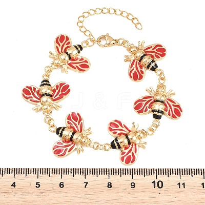 304 Stainless Steel Enamel Link Chain Bracelets for Women BJEW-H641-04G-1