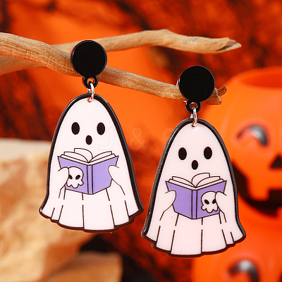 Cute White Ghost Stud Earrings AU5426-1-1