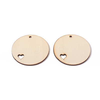 Unfinished Natural Poplar Wood Pendants WOOD-E010-07-1