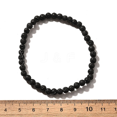 Natural Lava Rock Round Beads Stretch Bracelets BJEW-G550-07-4mm-1