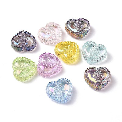 UV Plating Rainbow Iridescent Acrylic Beads X-OACR-P016-02-1