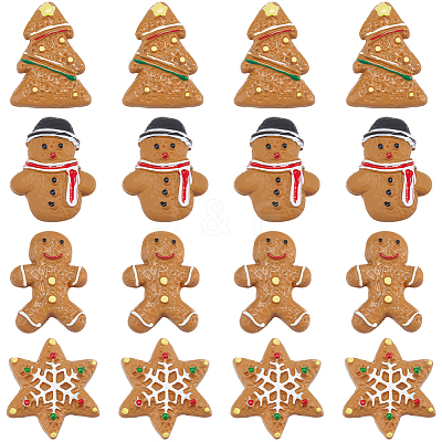 48Pcs 4 Styles Christmas Plastic Cabochons FIND-SC0011-29-1