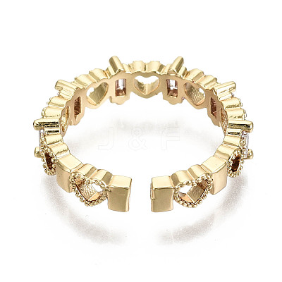 Brass Micro Pave Clear Cubic Zirconia Cuff Rings RJEW-S044-133-NF-1