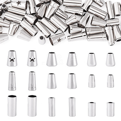 54Pcs 9 Styles Alloy Cord End FIND-TA0008-08-1
