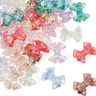 50Pcs 10 Colors UV Plating Transparent Acrylic Beads TACR-TA0001-90-1