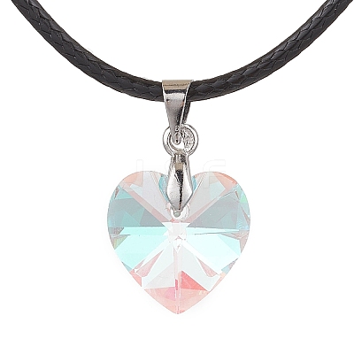 8Pcs 8 Styles Electroplated Glass Heart Flower Moon Pendant Necklaces NJEW-JN05136-1