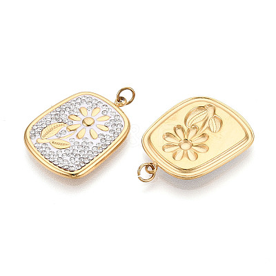 304 Stainless Steel and Polymer Clay Crystal Rhinestone Pendants STAS-T069-60B-1