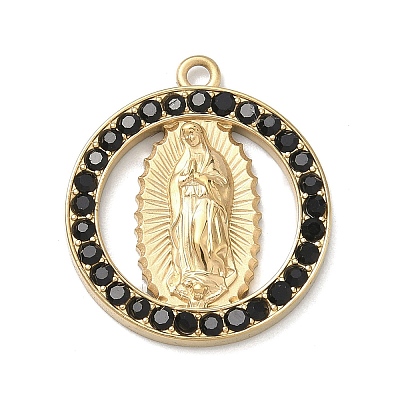 304 Stainless Steel & Rhinestone Pendants STAS-G371-09I-02G-1