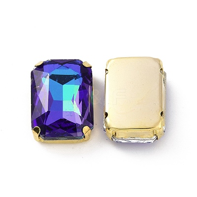 Rectangle Octagon Shape Sew on Glass Rhinestone DIY-E062-01G-05-1