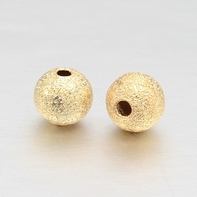 Real 18K Gold Plated Brass Textured Round Beads X-KK-L147-191-4mm-NR-1