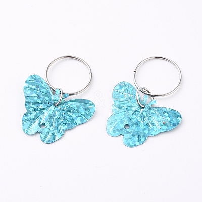 Plastic Paillette/Sequin Hair Braid Rings Pendants KEYC-TAC0001-02D-1