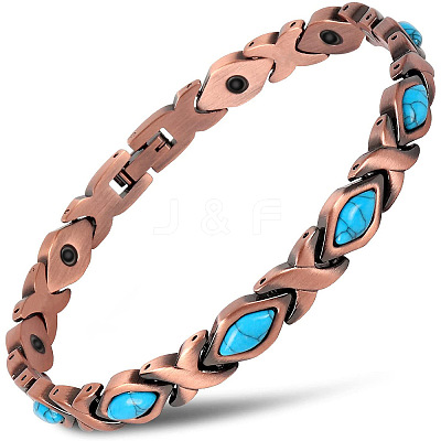 Zinc Alloy & Synthetic Turquoise Link Chain Bracelets FS-WGDAAA9-04-1