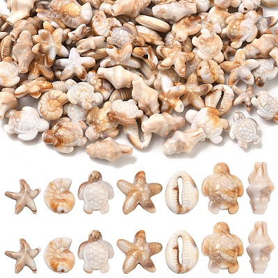140Pcs 7 Styles Ocean Theme Opaque Acrylic Beads SACR-YW0002-12-1