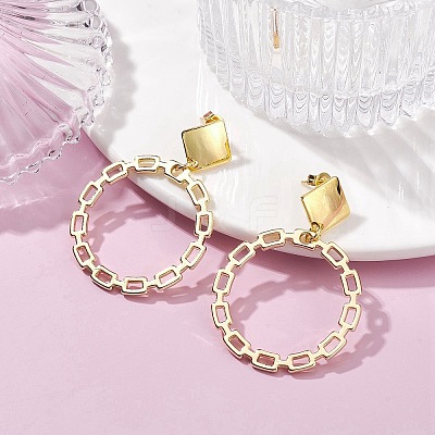 Alloy Rings Dangle Stud Earrings with 304 Stainless Steel Pins EJEW-JE05338-1