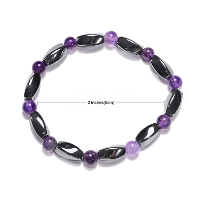 Round Natural Amethyst Stretch Bracelets BJEW-G072-10-1