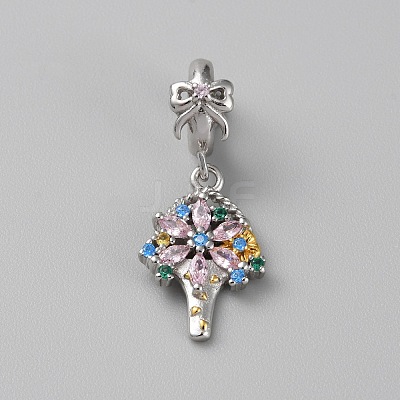925 Sterling Silver Pave Cubic Zirconia European Dangle Charms STER-WH0011-22P-1