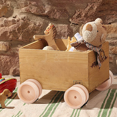 Unfinished Schima Wood Vehicle Wheels & Birch Wood Stick Sets DIY-WH0308-326A-1
