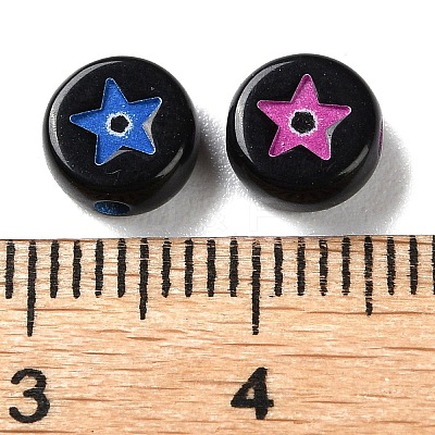 Spray Printed Opaque Acrylic Beads SACR-P031-20B-1