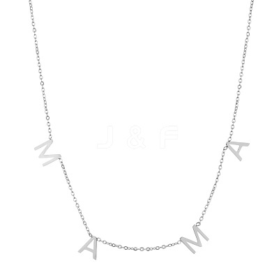 Non-Tarnish Stainless Steel Word MAMA Pendant Necklace with Cable Chains for Mother's Day LETT-PW0002-10A-1