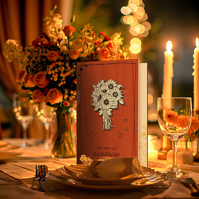 3D Pop Up Wood Greeting Card for Birthday Party Day AJEW-WH0425-004-1