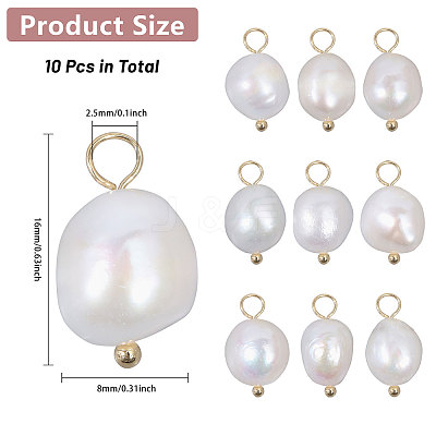 10Pcs Natural Freshwater Pearl Pendants FIND-CA0009-02C-1