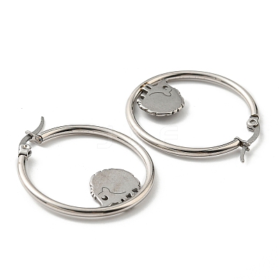 Non-Tarnish 304 Stainless Steel Hedgehog Beaded Hoop Earrings LS-EJEW-F320-02P-1