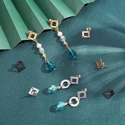 304 Stainless Steel Stud Earring Findings STAS-UN0015-34-1