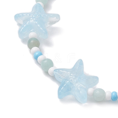 3Pcs 3 Colors Spray Painted Glass Star Beads & Natural Rose Quartz & Amazonite & Green Aventurine Beads Stretch Bracelets for Women BJEW-MZ00175-1