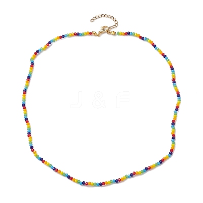 6 Solid Colors Glass Beaded Necklaces NJEW-JN04900-1