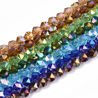 Electroplate Transparent Glass Beads Strands EGLA-T019-06-1