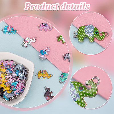 50Pcs 10 Colors Alloy Enamel Connector Charms ENAM-PH0002-62-1