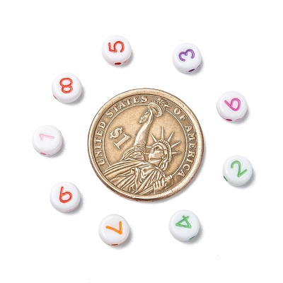 Opaque Acrylic Flat Round Beads SACR-Q100-M034-1