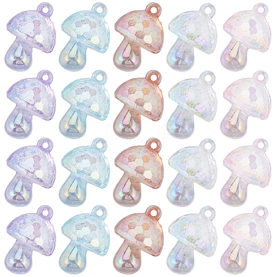 24Pcs 6 Colors Bubble Style Transparent Acrylic Pendants MUSH-SC0001-01-1