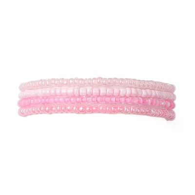 4Pcs Rondelle Glass Seed Beaded Stretch Bracelet Sets BJEW-JB10420-1