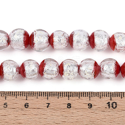 Luminous Handmade Lampwork Silver Foil Beads Strand FOIL-N029-03E-1