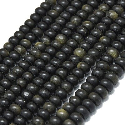 Natural Golden Sheen Obsidian Beads Strands G-P575-A29-8x5mm-1