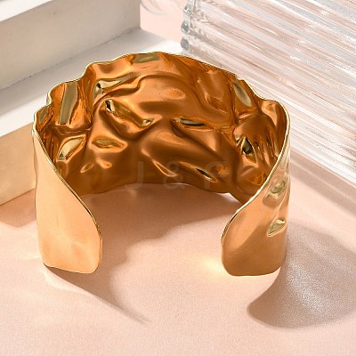 Textured 304 Stainless Steel Cuff Bangles for Women STAS-Z108-09G-02-1
