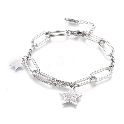 304 Stainless Steel Charm Bracelets BJEW-K219-03P-1