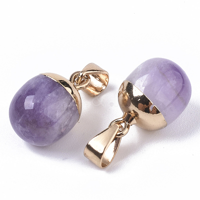 Top Golden Plated Natural Amethyst Pendants X-G-T131-03H-1