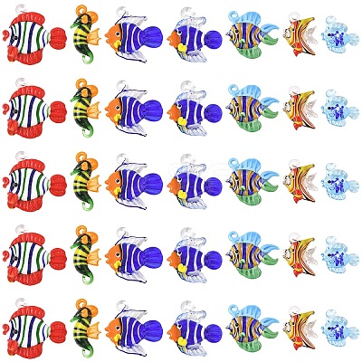 5Pcs Handmade Lampwork Pendants LAMP-YW0001-68A-1