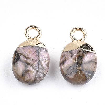 Electroplate Natural Rhodonite Charms X-G-S344-09B-1