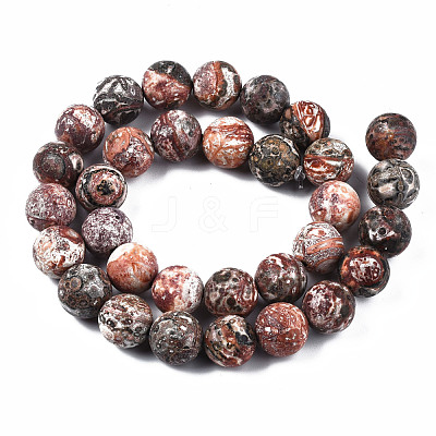Natural Leopard Skin Jasper Round Beads Strands G-S182-12mm-1