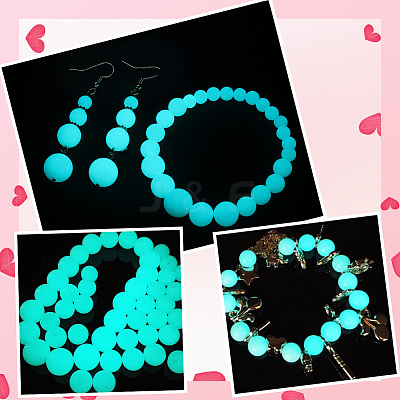 100Pcs 4 Styles Luminous Round Glass Beads GGLA-SC0001-20B-1