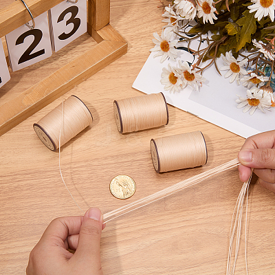 3 Rolls Flat Waxed Polyester Thread String YC-CL0001-02A-1