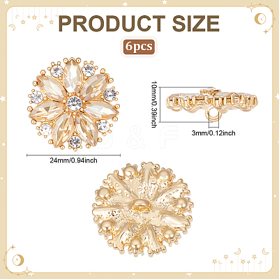 6Pcs 1-Hole Zinc Alloy Shank Buttons BUTT-PH0001-52G-02-1