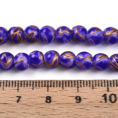 Baking Paint Glass Beads Strands DGLA-N010-6mm-06-1