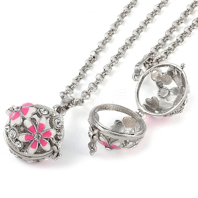 Brass Enamel with Rhinestone Pendant Necklaces NJEW-G089-09C-05-1